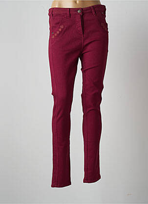 Pantalon slim tissage popeline taille normale rouge AGATHE & LOUISE femme