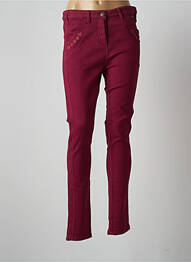 Pantalon slim tissage popeline taille normale rouge AGATHE & LOUISE femme