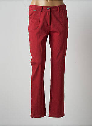 Pantalon droit tissage popeline taille normale rouge AGATHE & LOUISE femme