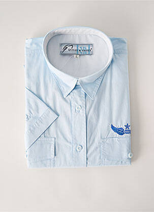 Chemise manches courtes bleu QUINZE & TREIZE pour homme