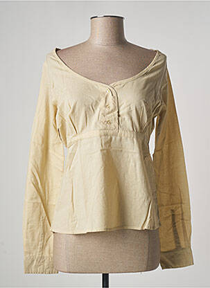 Top col v manches longues beige CLOUD'S femme