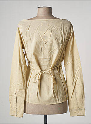 Top col v manches longues beige CLOUD'S femme