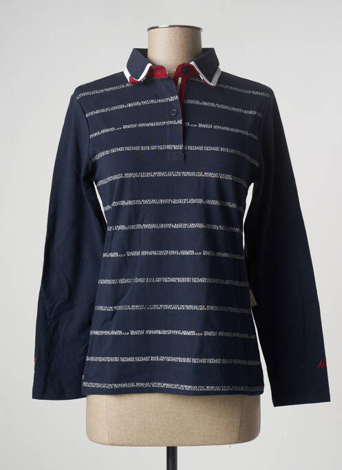 Top tissage jersey manches longues bleu ERIC TABARLY femme