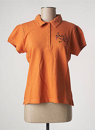 Polo broderie manches courtes orange CLOUD'S femme