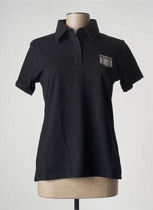 Polo broderie motifs brodés manches courtes noir HAKA DANCE femme