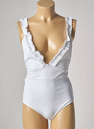 Maillot de bain 1 pièce stretch haut triangles blanc SUMADRA femme