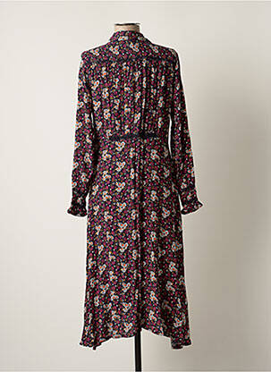 Robe mi-longue imprimé fleurs manches longues bleu SEE U SOON femme