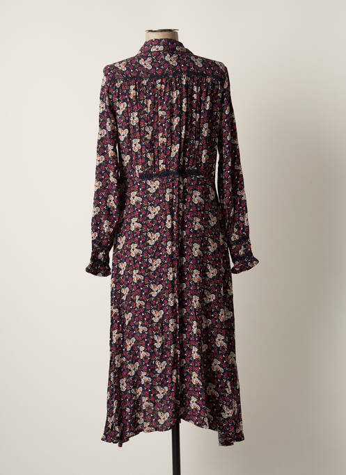 Robe mi-longue imprimé fleurs manches longues bleu SEE U SOON femme
