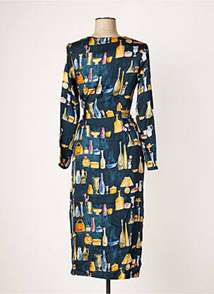 Robe mi-longue coupe fluide manches longues bleu NICE THINGS femme
