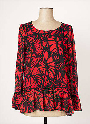 Blouse imprimé fleurs manches longues rouge FRACOMINA femme