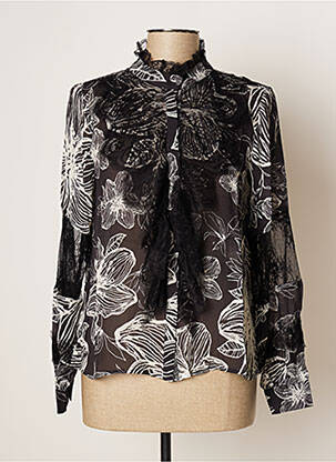 Chemisier imprimé fleurs manches longues noir FRACOMINA femme
