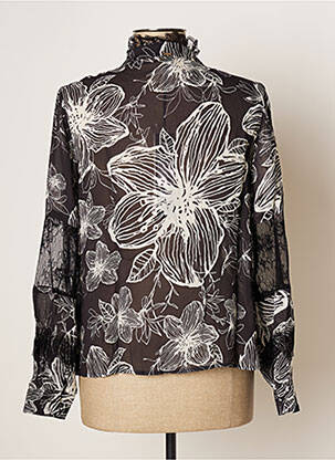 Chemisier imprimé fleurs manches longues noir FRACOMINA femme