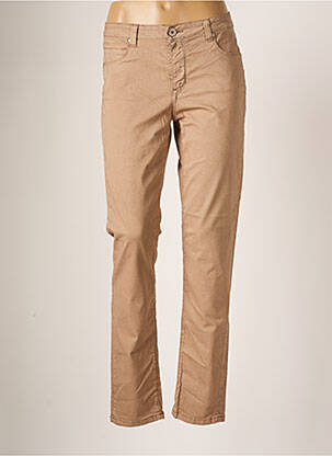 Pantalon slim tissage popeline taille normale beige DENIM STUDIO femme