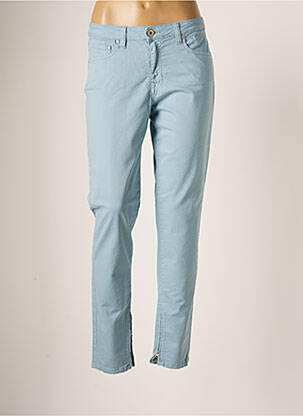 Pantalon slim tissage popeline taille normale bleu DENIM STUDIO femme