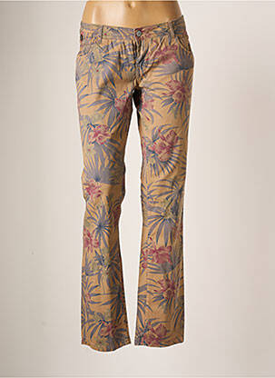 Pantalon droit tissage popeline taille basse marron CHIPIE$ femme