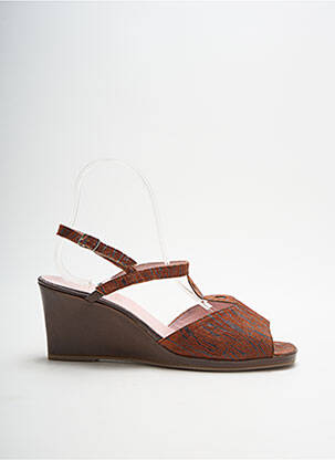 Sandales/nu pieds tissage satiné talon de 4 à 6cm marron ELANTINE femme