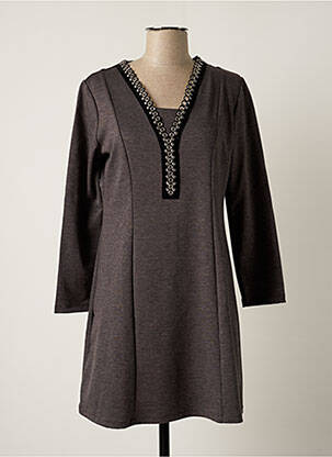 Robe courte coupe évasée manches longues gris VANIA femme