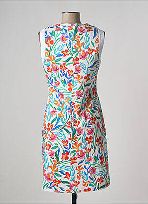 Robe mi-longue imprimé fleurs sans manche blanc PAUL BRIAL femme