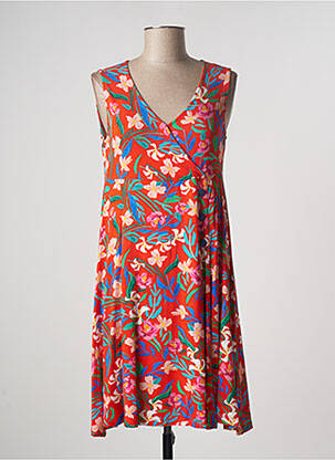 Robe mi-longue imprimé fleurs sans manche orange PAUL BRIAL femme