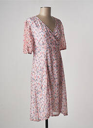 Robe mi-longue coupe fluide manches courtes rose PAUL BRIAL femme