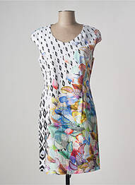 Robe mi-longue imprimé fantaisie sans manche blanc PAUL BRIAL femme