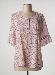 Blouse imprimé fleurs manches 3/4 rose PAUL BRIAL femme