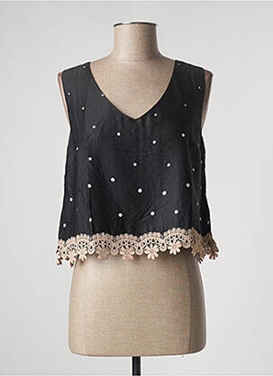 Top col v sans manche noir PAUL BRIAL femme