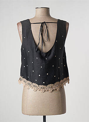 Top col v sans manche noir PAUL BRIAL femme