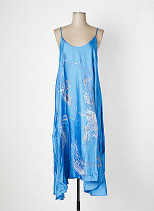 Robe longue imprimé fantaisie sans manche bleu MALOKA femme