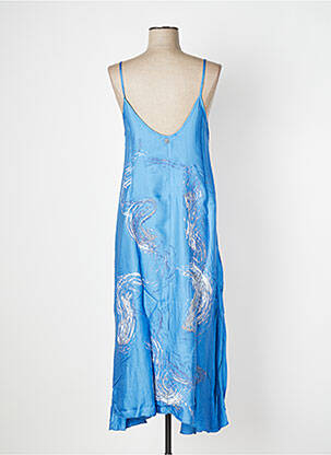 Robe longue imprimé fantaisie sans manche bleu MALOKA femme