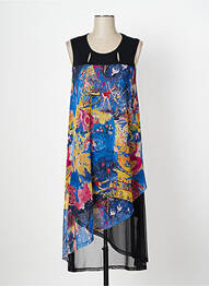Robe mi-longue imprimé fantaisie manches courtes noir OZÉE femme