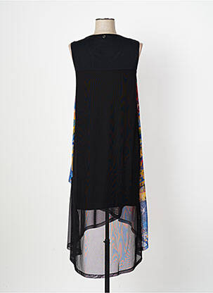 Robe mi-longue imprimé fantaisie manches courtes noir OZÉE femme