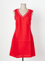 Robe mi-longue imprimé fantaisie sans manche rouge MALOKA femme
