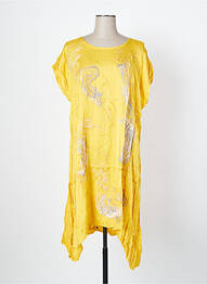 Robe mi-longue manches courtes manches courtes jaune MALOKA femme