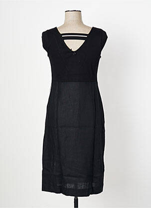 Robe mi-longue imprimé fantaisie sans manche noir MALOKA femme