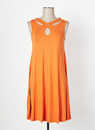 Robe mi-longue sans manche sans manche orange MALOKA femme