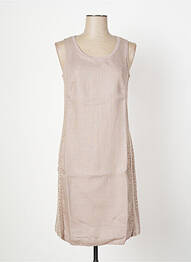 Robe mi-longue imprimé fantaisie sans manche marron MALOKA femme