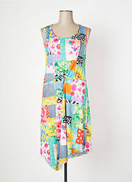 Robe mi-longue imprimé fleurs sans manche bleu MALOKA femme