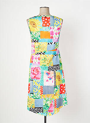 Robe mi-longue imprimé fleurs sans manche bleu MALOKA femme