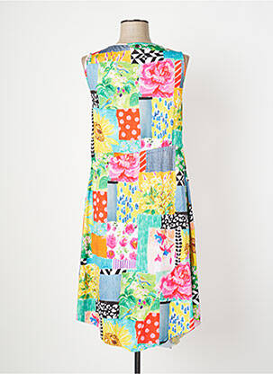 Robe mi-longue imprimé fleurs sans manche bleu MALOKA femme