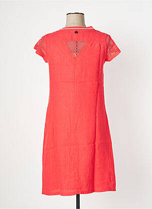 Robe mi-longue tissage crêpe manches courtes orange MALOKA femme