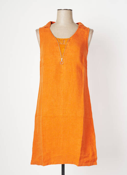 Robe mi-longue orange MALOKA pour femme