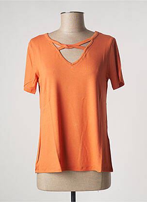 T-shirt sérigraphie avec strass manches courtes orange MALOKA femme