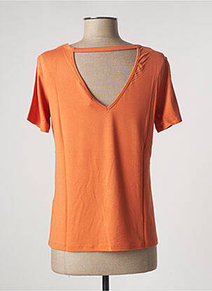 T-shirt sérigraphie avec strass manches courtes orange MALOKA femme