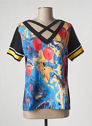 T-shirt col v manches courtes noir MALOKA femme