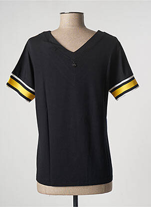 T-shirt col v manches courtes noir MALOKA femme