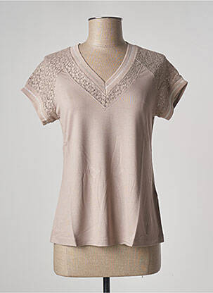 T-shirt stretch manches courtes marron MALOKA femme