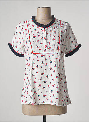 Blouse tissage popeline manches courtes blanc PAUL BRIAL femme