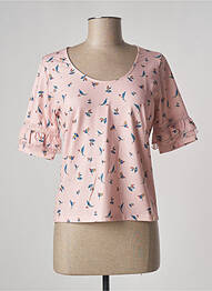 T-shirt imprimé fantaisie manches courtes rose PAUL BRIAL femme