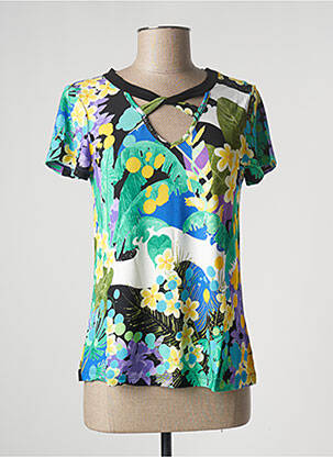 T-shirt col v manches courtes vert MALOKA femme
